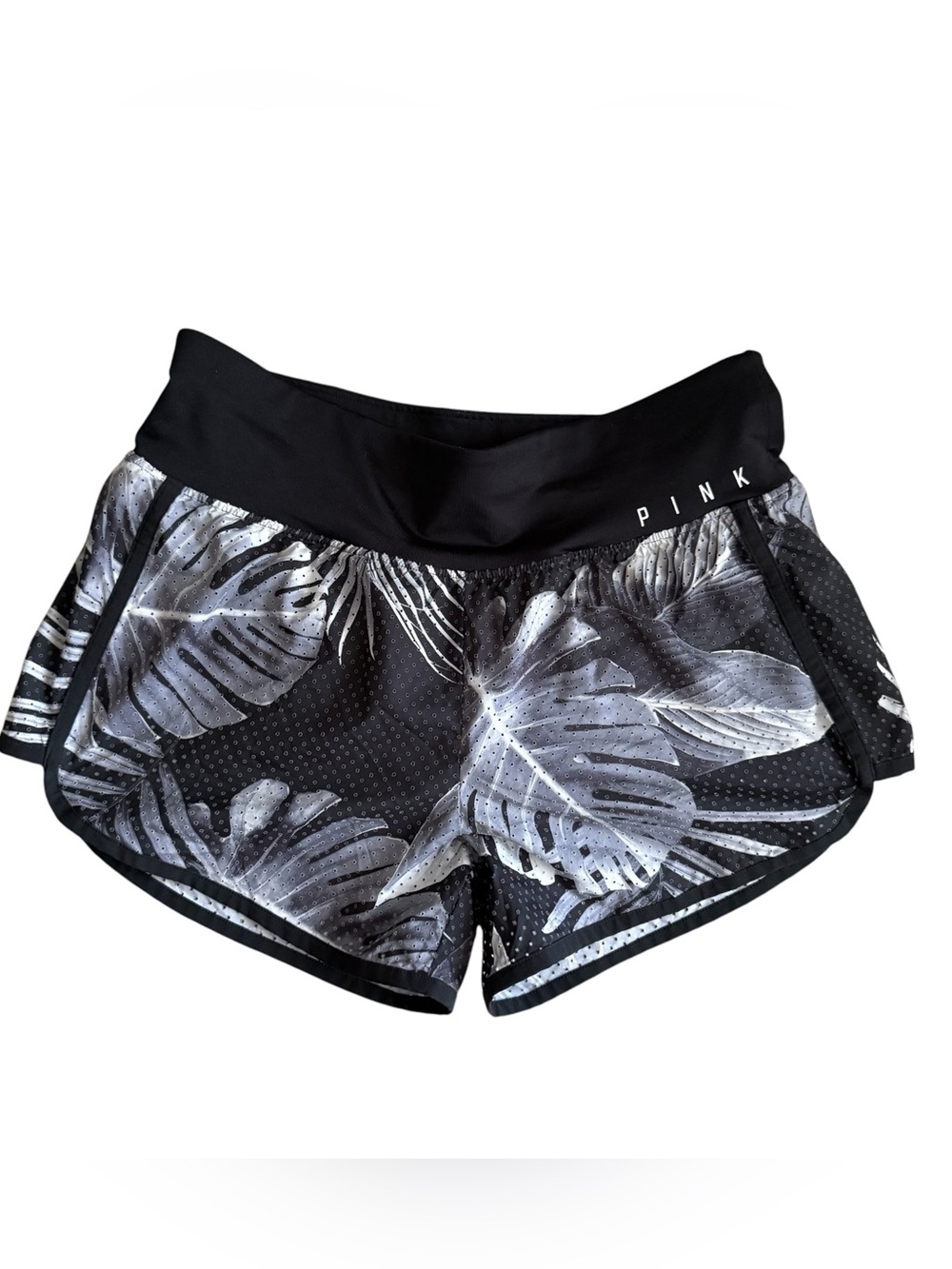 PINK Victoria's Secret Black Tropical Print Active Shorts Size S